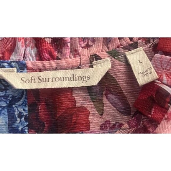 Soft Surroundings Large Pastel Pink Blue Floral Patchwork Print Top - Picture 6 of 6